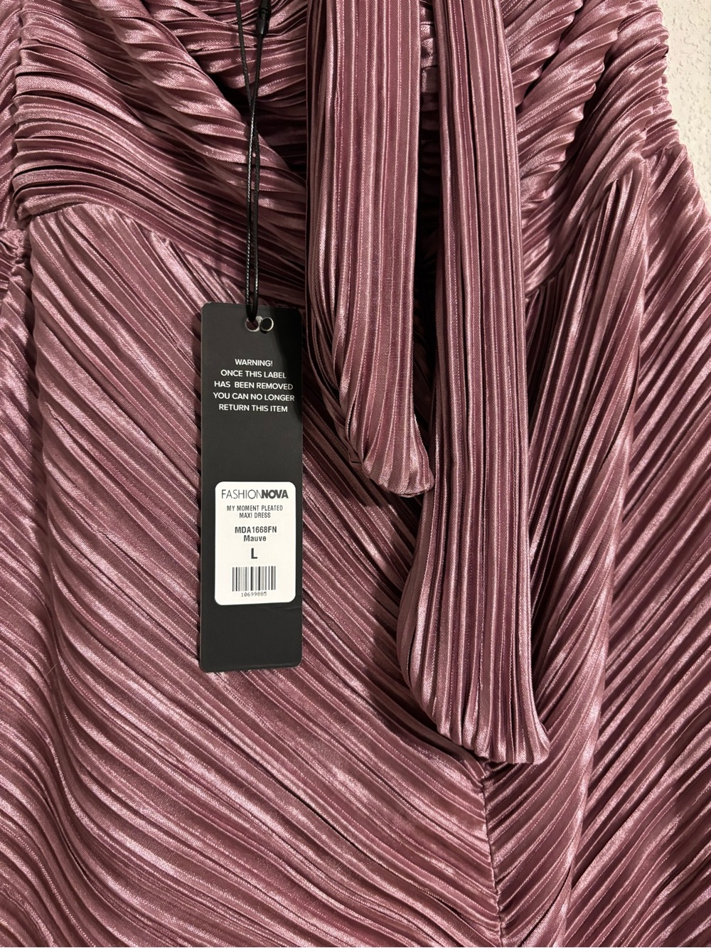 Fashion Nova Pleated Halter Maxi Dress in Mauve - Picture 5 of 5